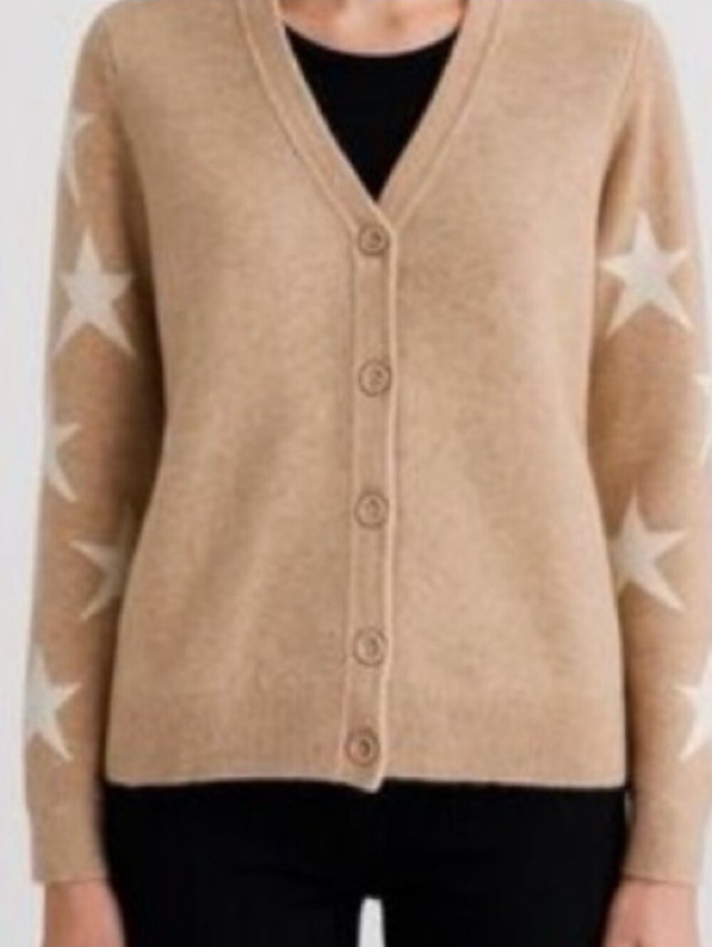 Magaschoni Beige Star Cashmere Cardigan Size XL Cozy Chic
